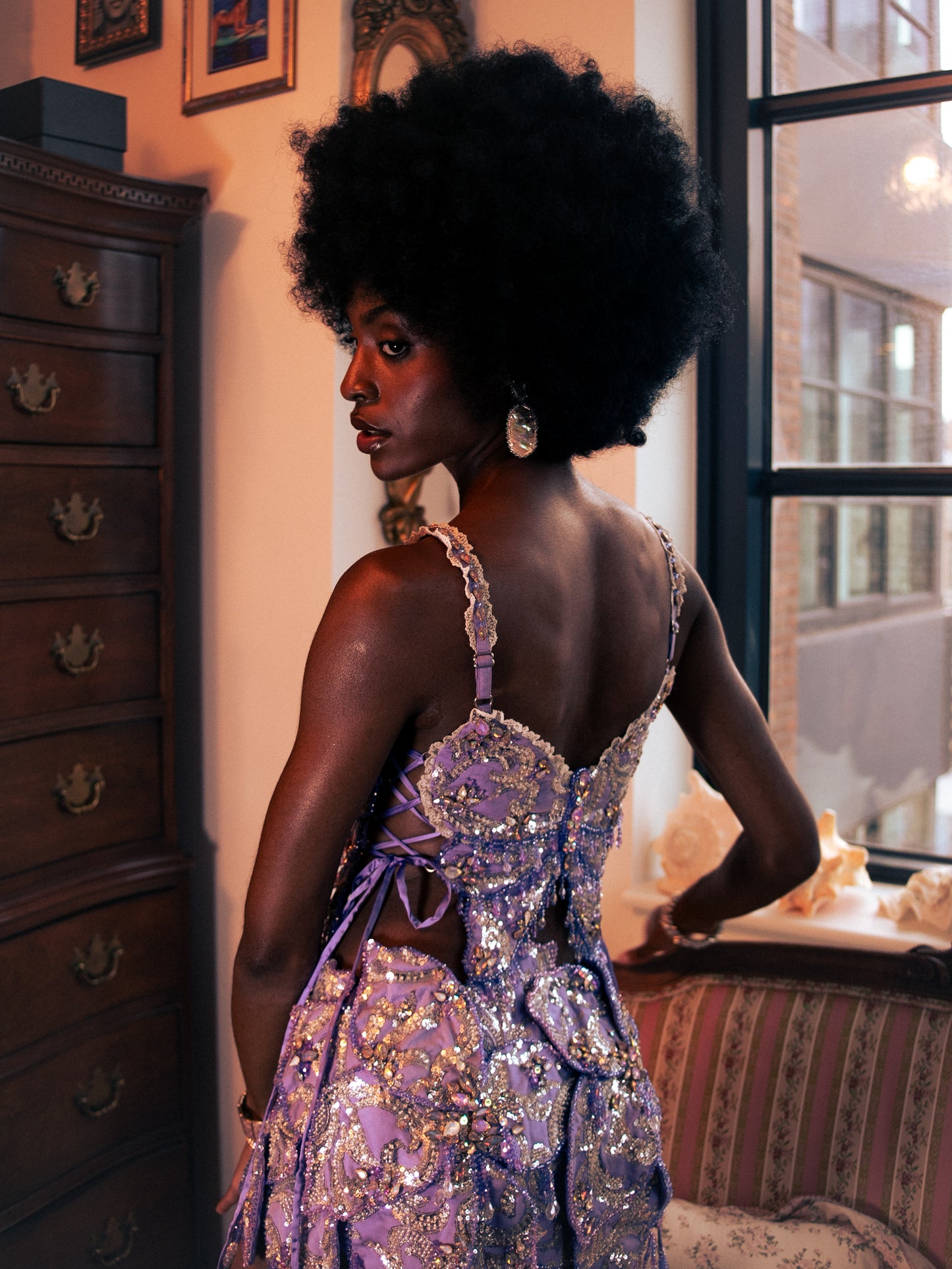 Crystal Butterfly Sequin Beaded Corset Top