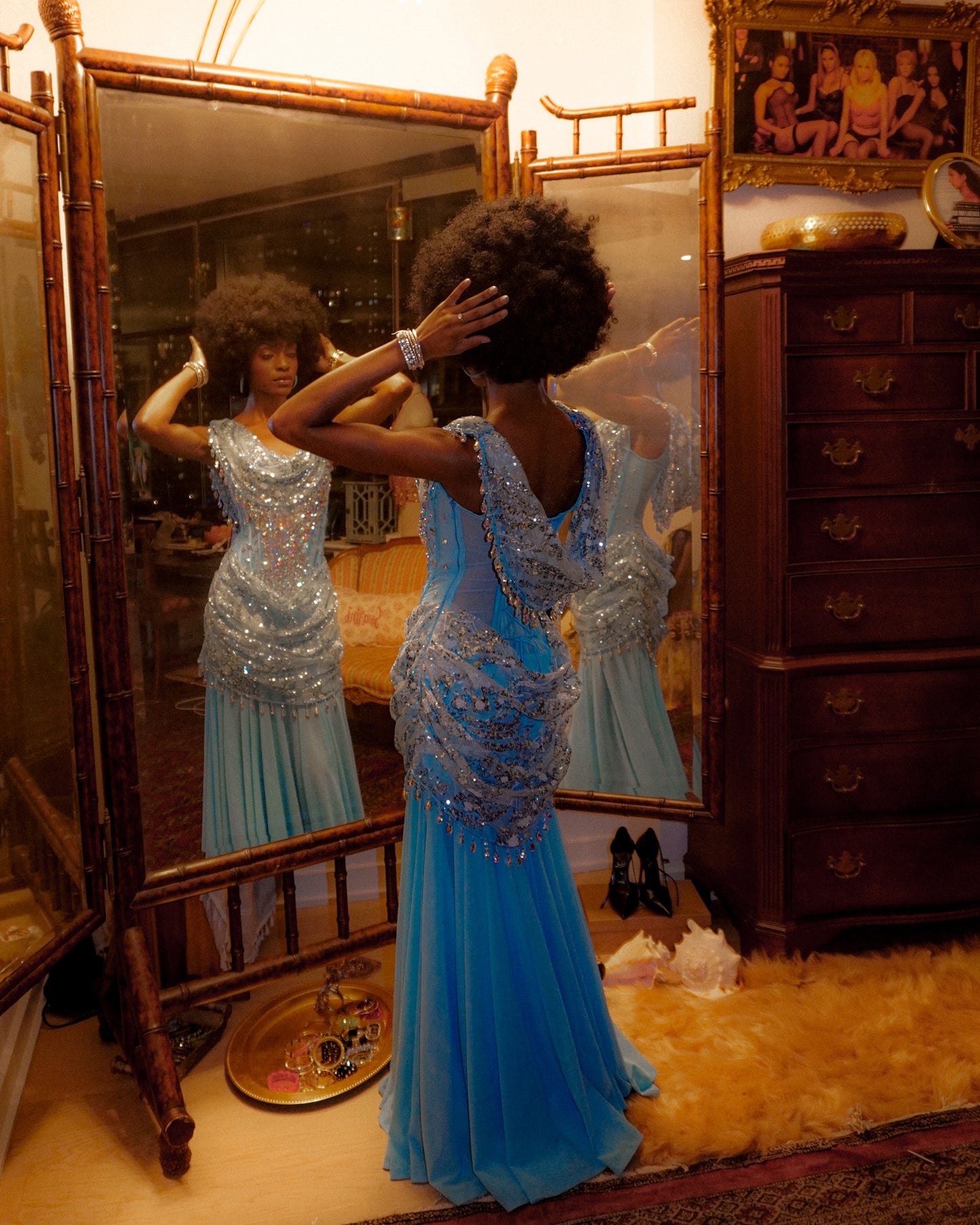 Cinderella Crystal Blue Corset Maxi Dress