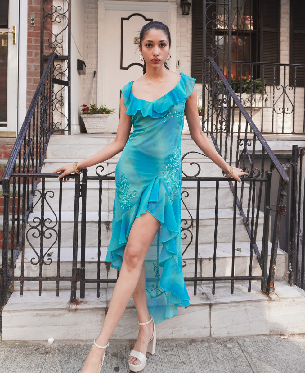 Embroidered Peacock Dress