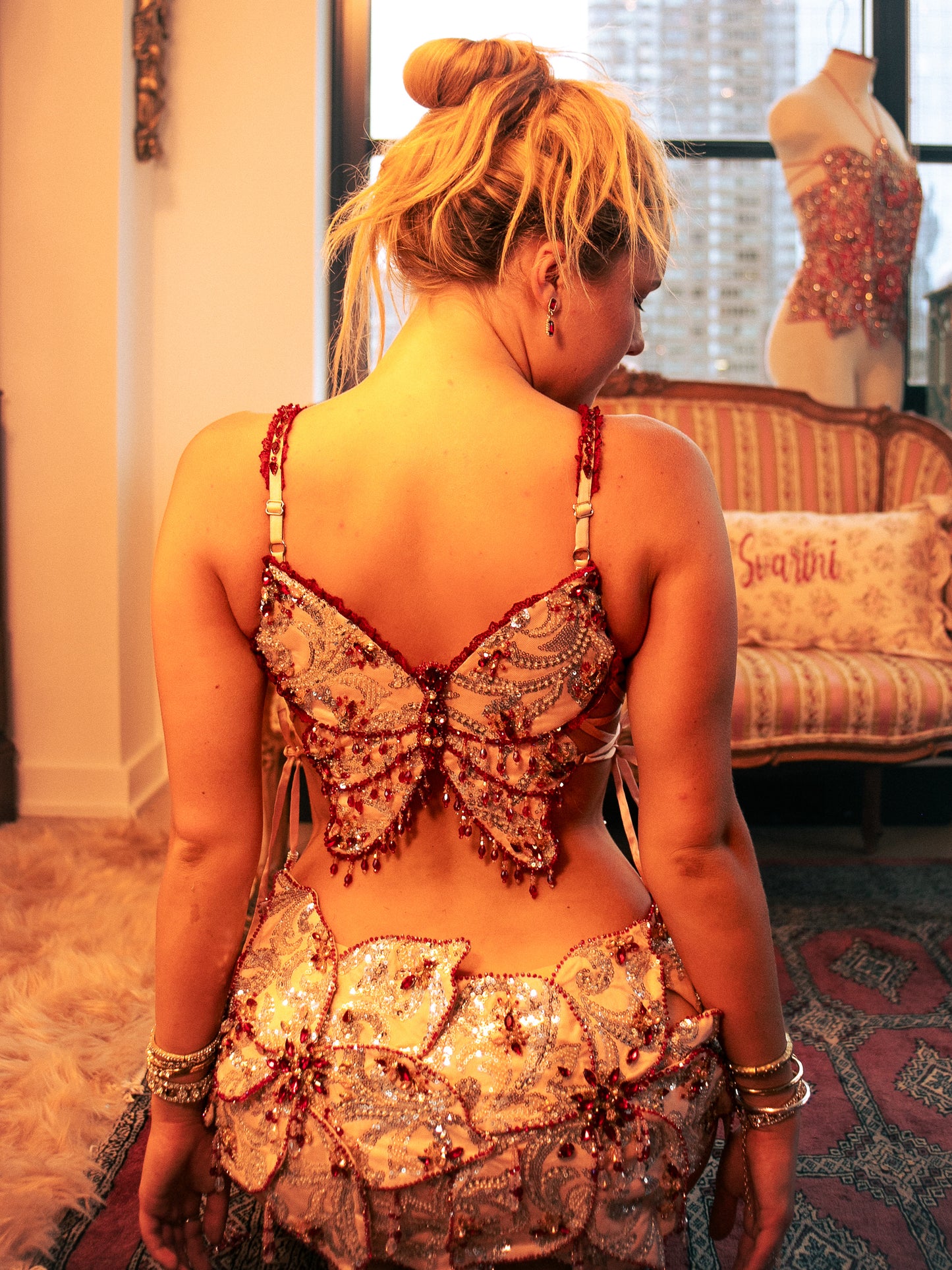 Crystal Butterfly Sequin Beaded Corset Top
