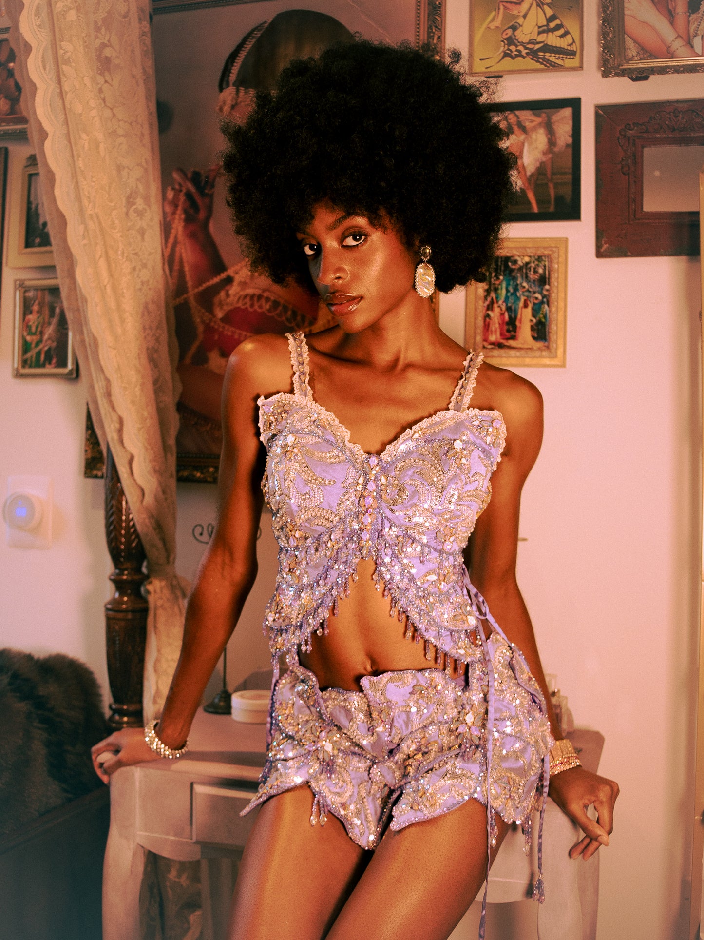 Crystal Butterfly Sequin Beaded Corset Top