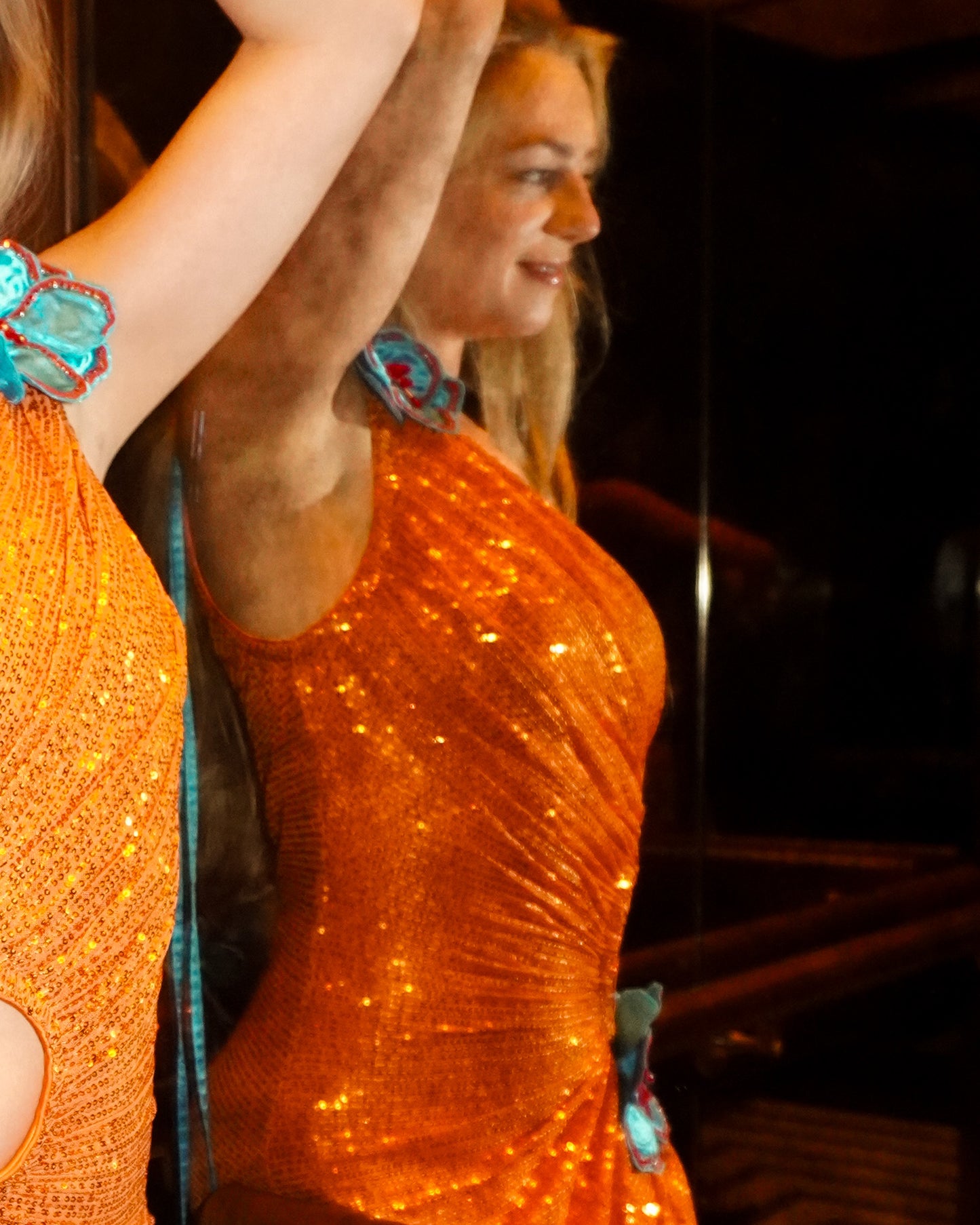 ORANGE HIBISCUS SAREE DRESS