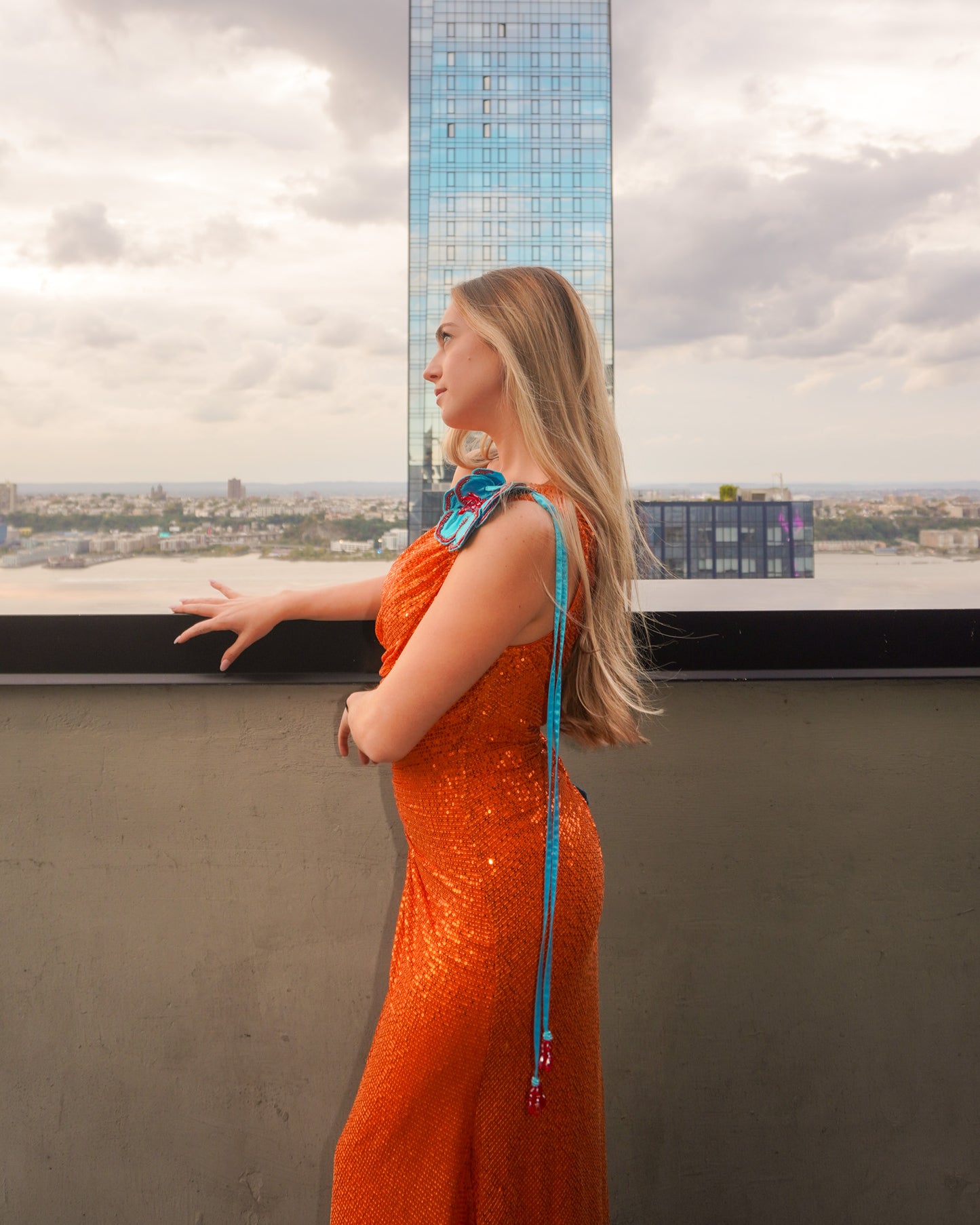 ORANGE HIBISCUS SAREE DRESS
